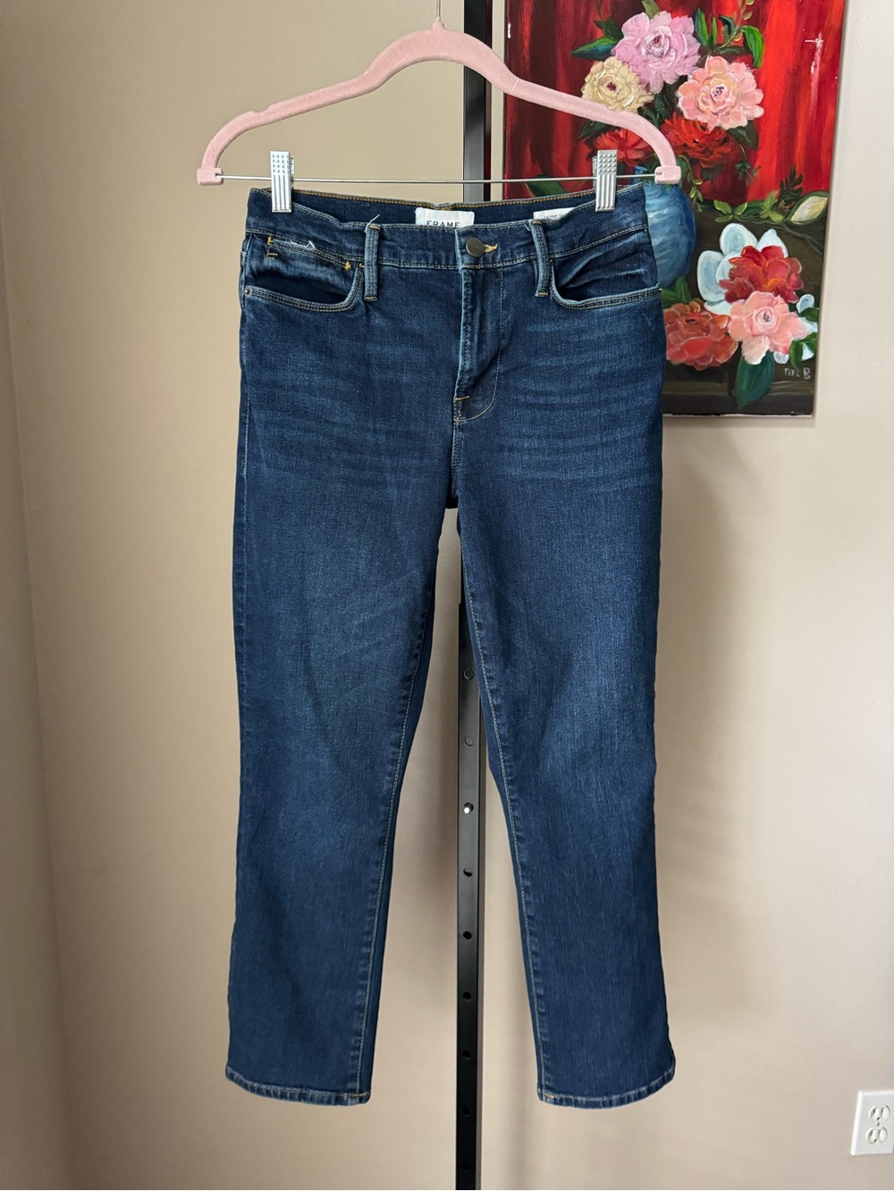 Frame Denim le high straight Dark Blue Straight-Leg Jeans